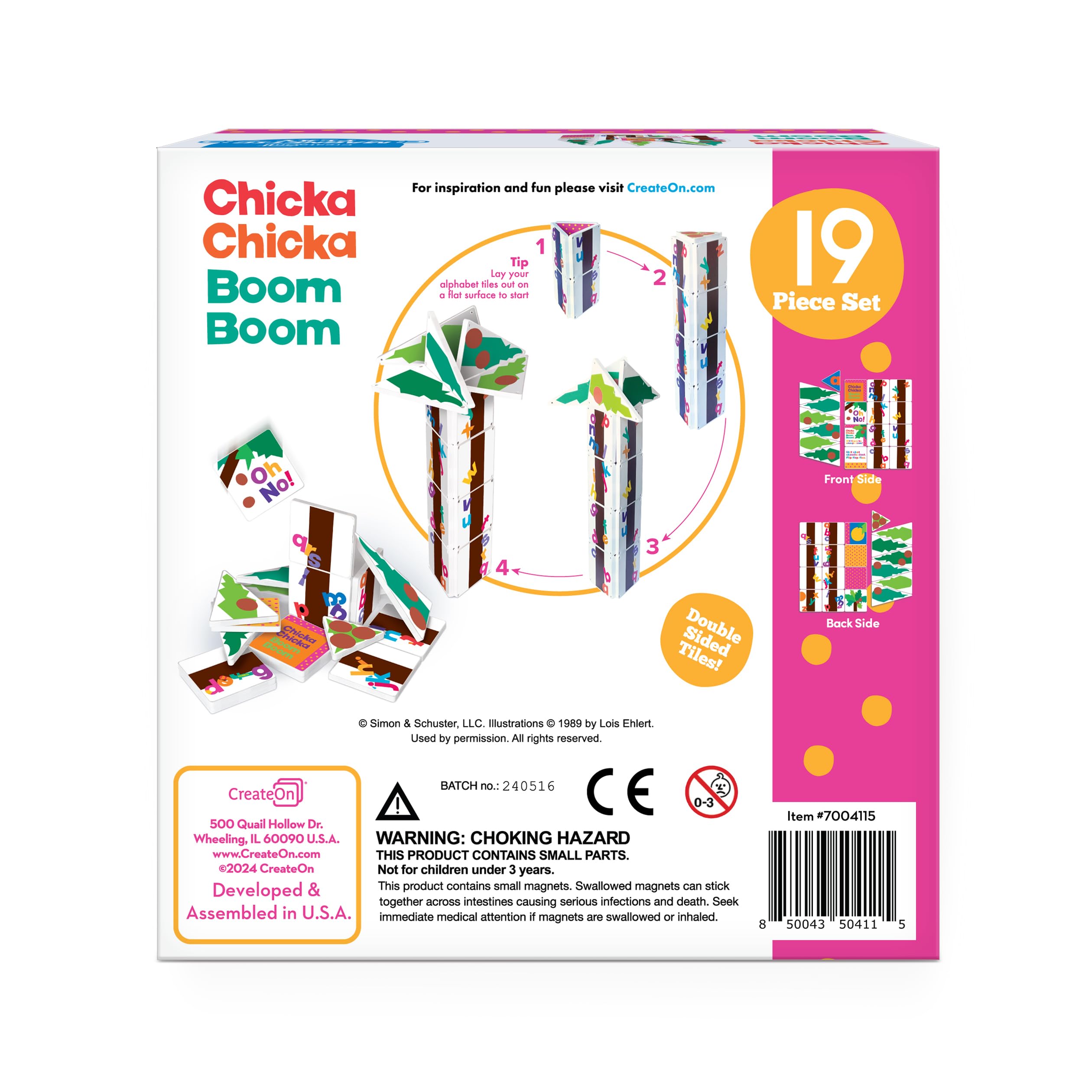 CreateOn Chicka Chicka Boom Boom kid-friendly set for ages 3+ encourages imagination.