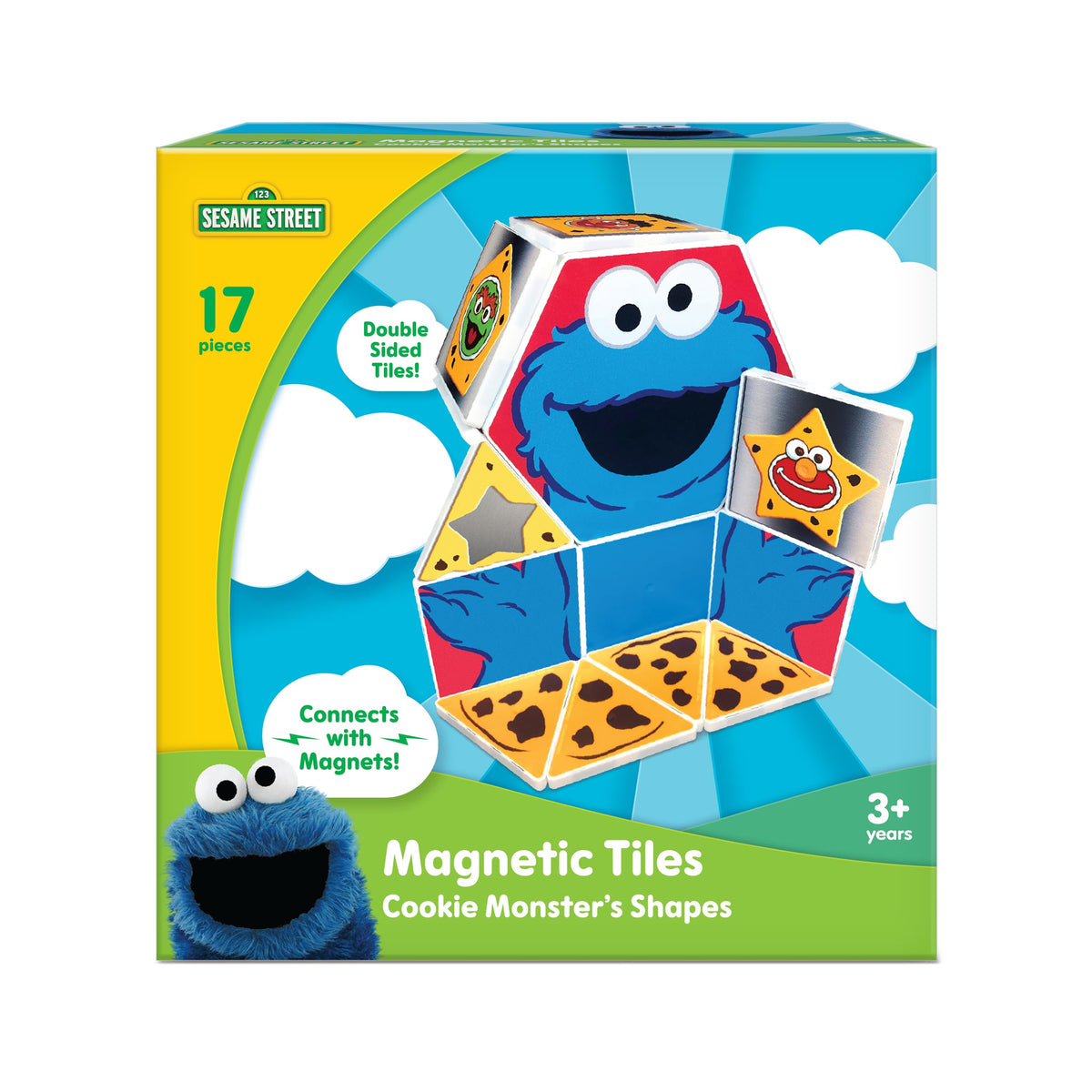 CreateOn Cookie Monster Shapes hex tile for colorful STEM building play.