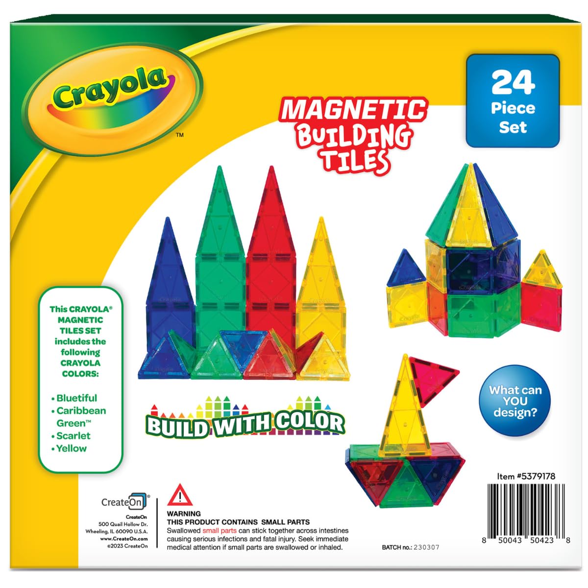 CreateOn Crayola Bold tiles show kids stacking patterns to build castles.