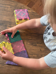 CreateOn Crayola magnetic tiles pastel travel bag setup supports on-the-go play.