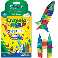 CreateOn Crayola mini magnetic PIP-Tiles close-up showing bold colors for tactile play