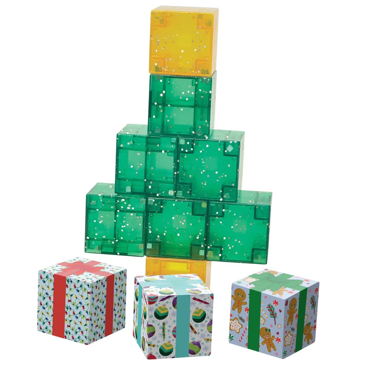 CreateOn Crayola PIP Cubes color blocks in hand for creative building.