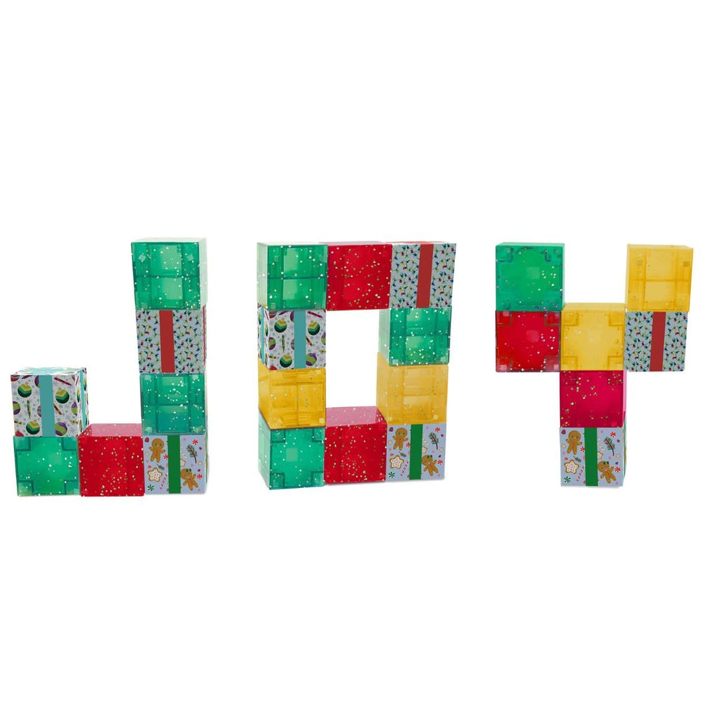 Close-up of magnetic connectors on Crayola PIP Cubes for quick builds.