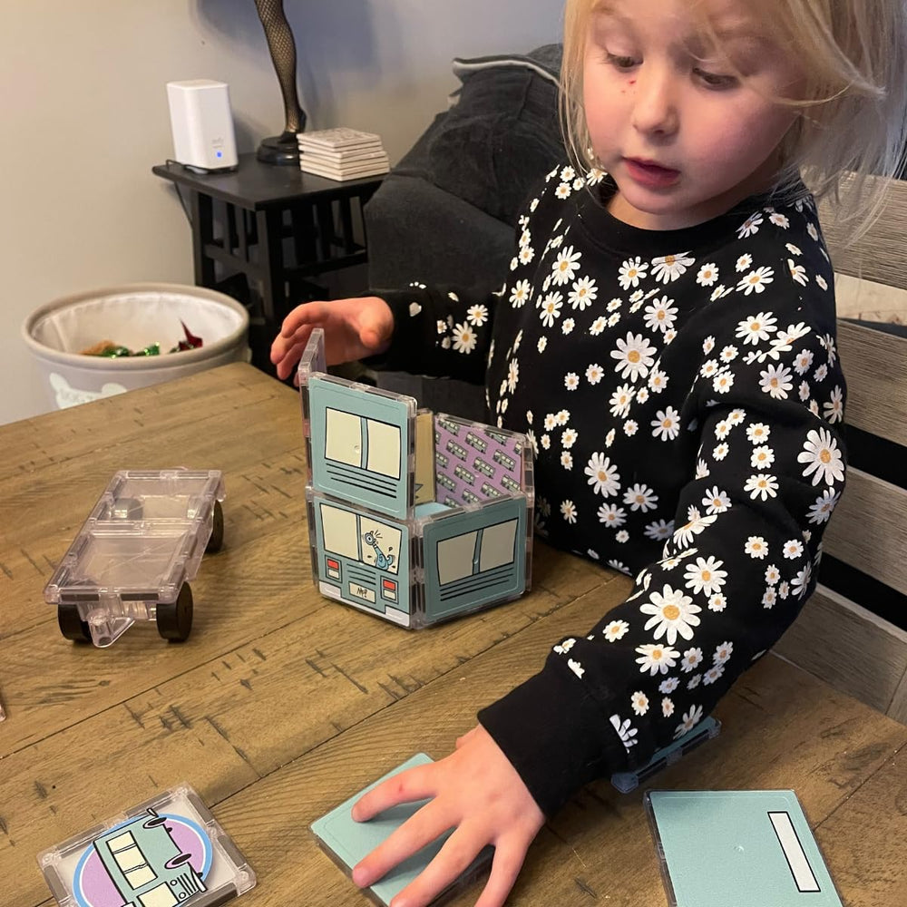 CreateOn Mo Willems tiles scene setup enabling imaginative play and spatial reasoning.