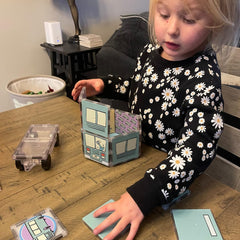 CreateOn Mo Willems tiles scene setup enabling imaginative play and spatial reasoning.