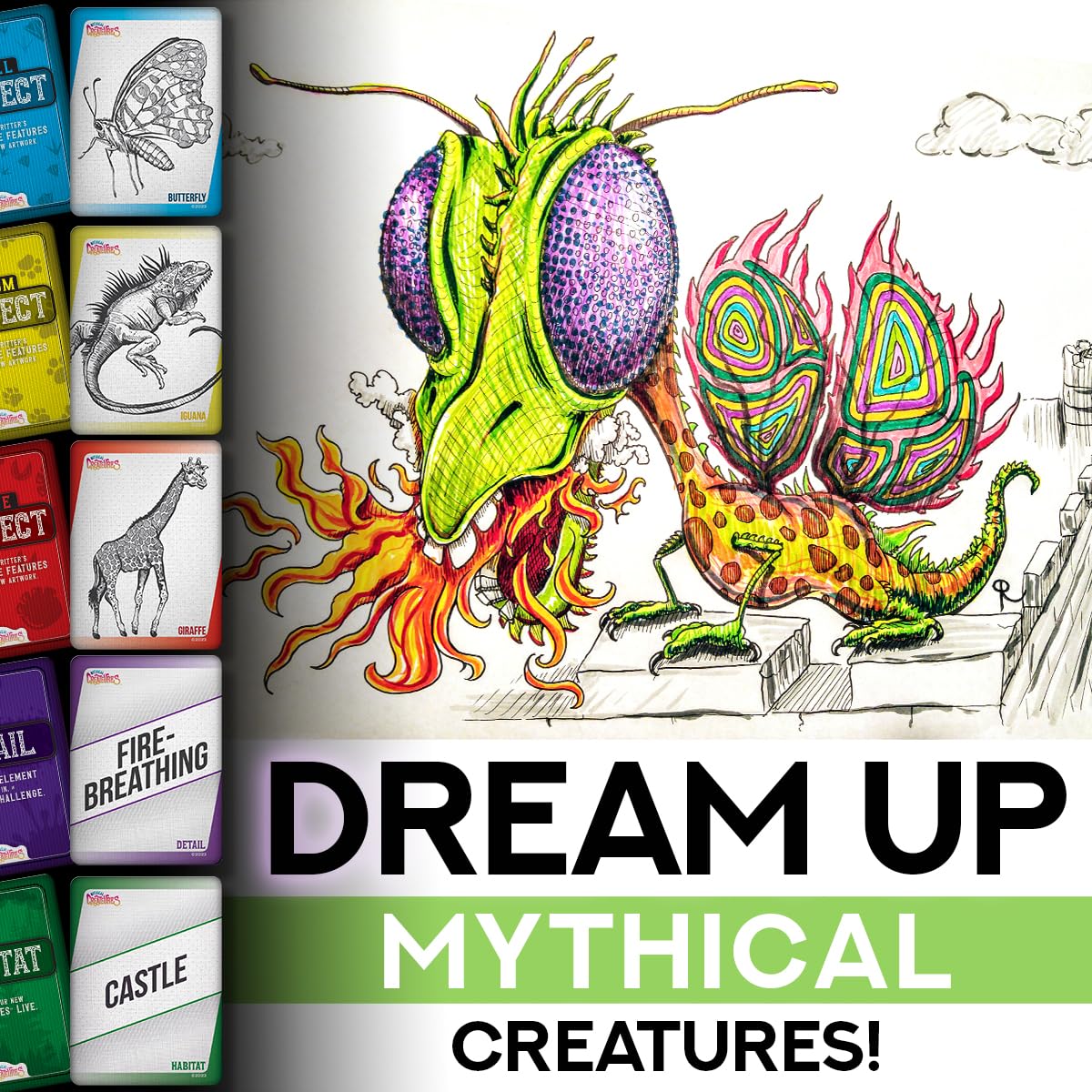 Sketchbook filled with Createures creatures invites ongoing practice and collection.