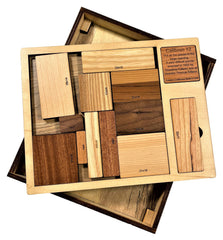 Calibron 12 detailed wood grain emphasizes tactile puzzle appeal
