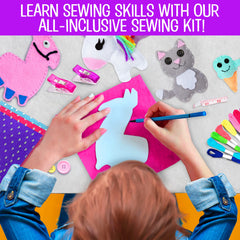 Creative Kids Felt Sewing Kit mermaid character — focused, hands-on sewing activity.