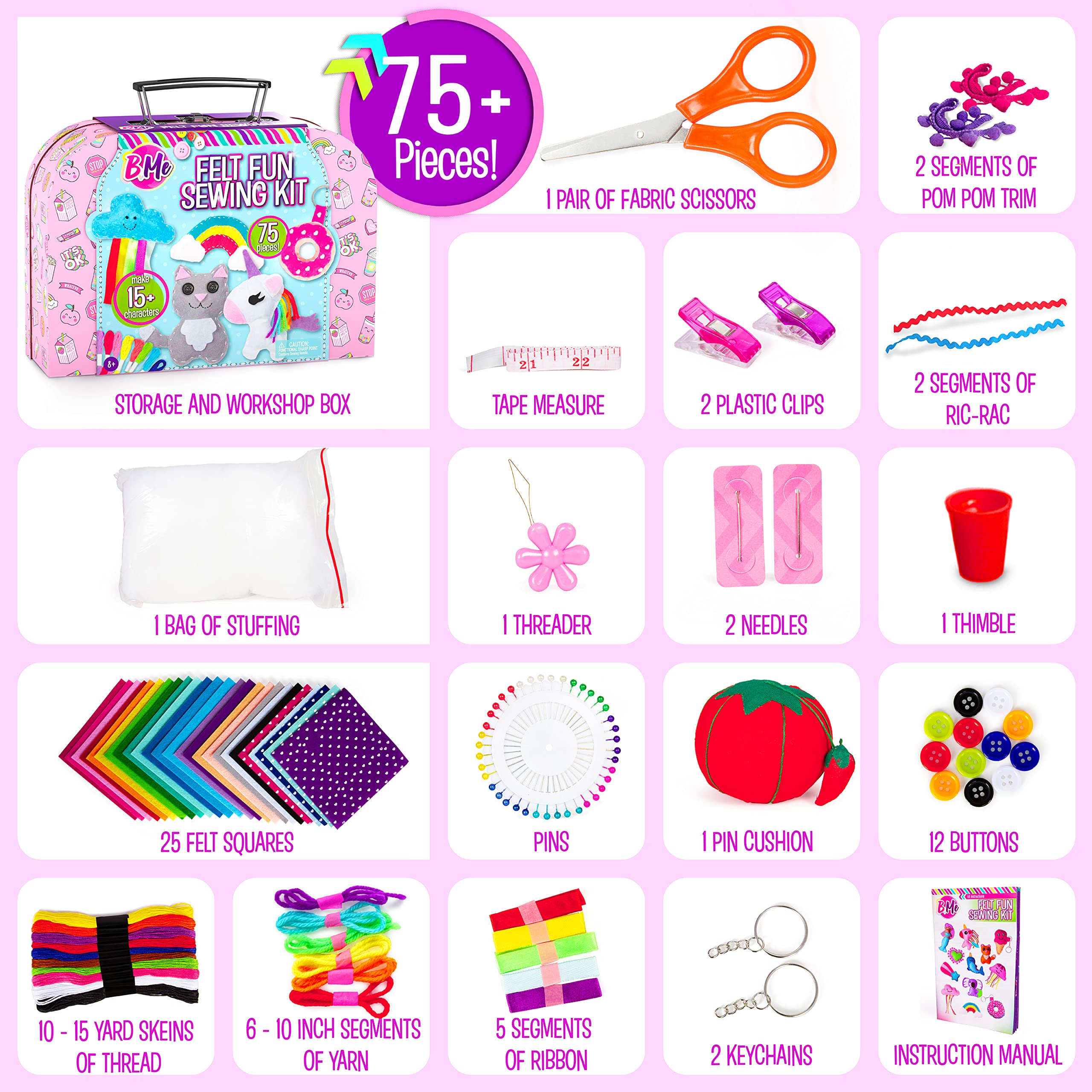 Creative Kids Felt Sewing Kit stuffing materials — soft textures for comfy, plush characters.