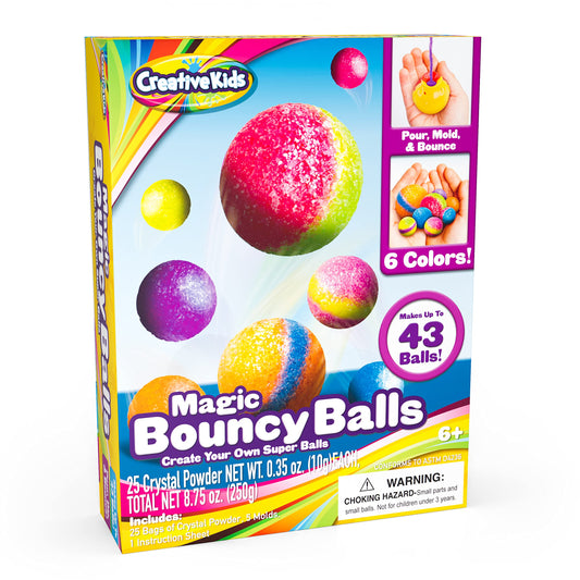 Creative Kids Magic Bouncy Balls kit displayed with contents for DIY science play