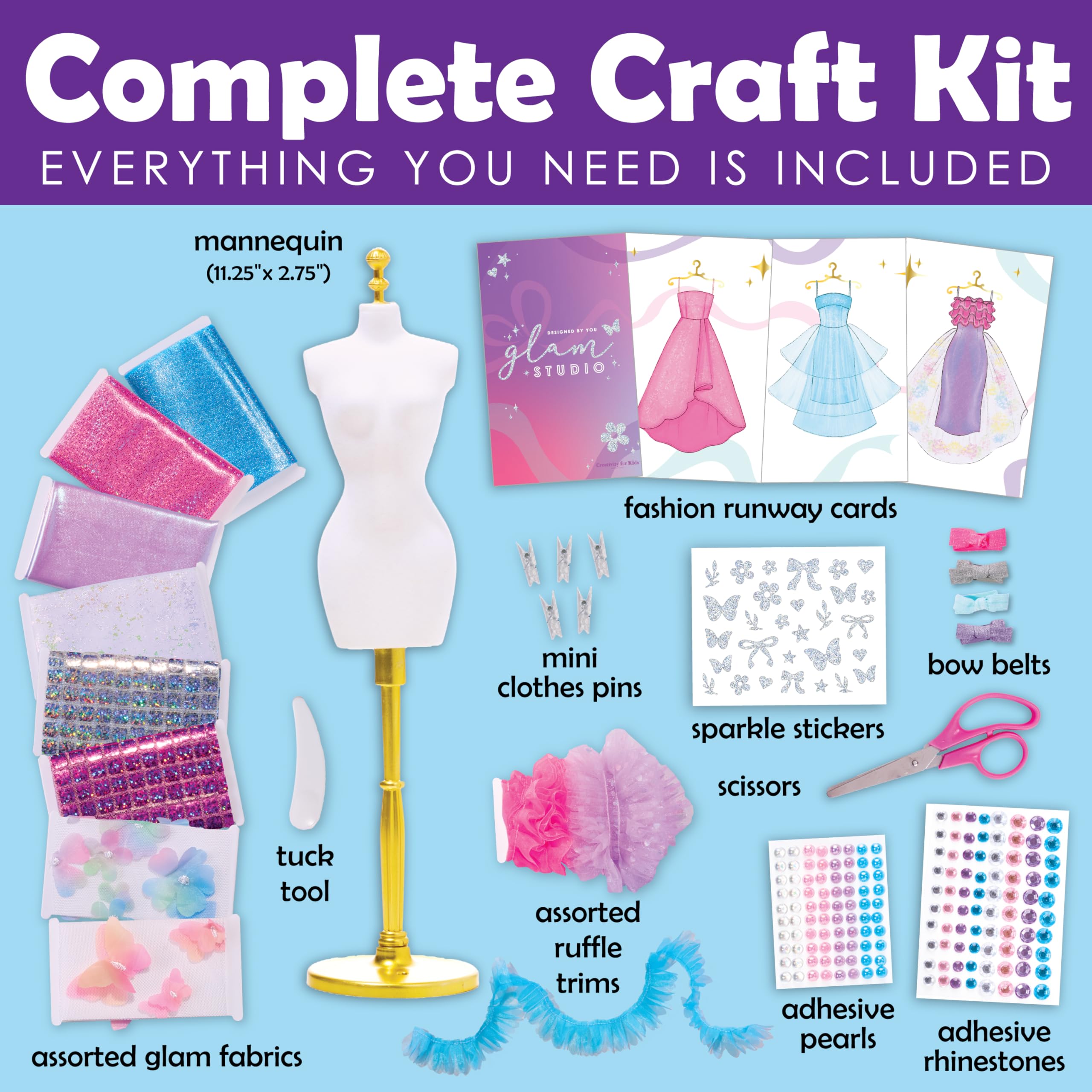 Creativity for Kids Glam Studio rhinestones and trims for dazzling outfits