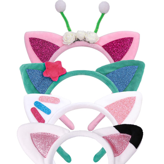 Creatoy cat ears headbands 4-piece pack, perfect for playful dress-up and photo moments.