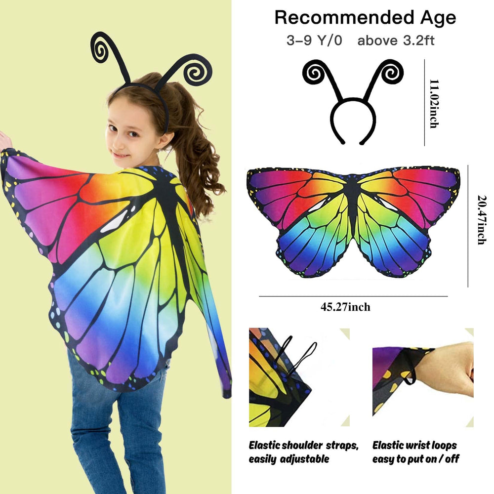 Creatoy colorful wings sparkle in light for photos.