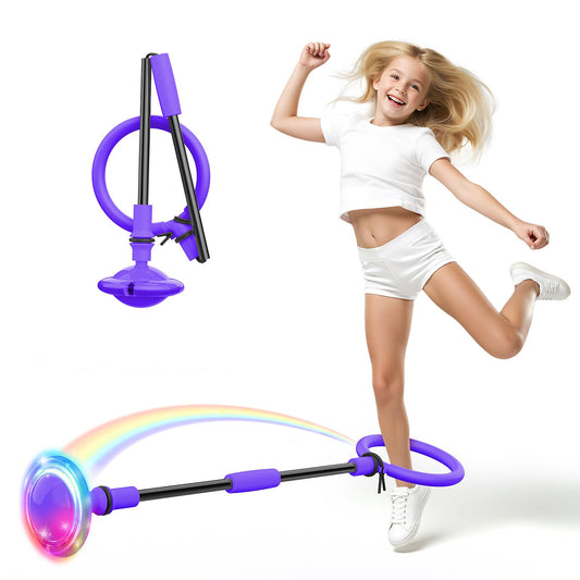 Credmate ankle skip ball with foldable design and LED wheel for portable indoor or outdoor play.