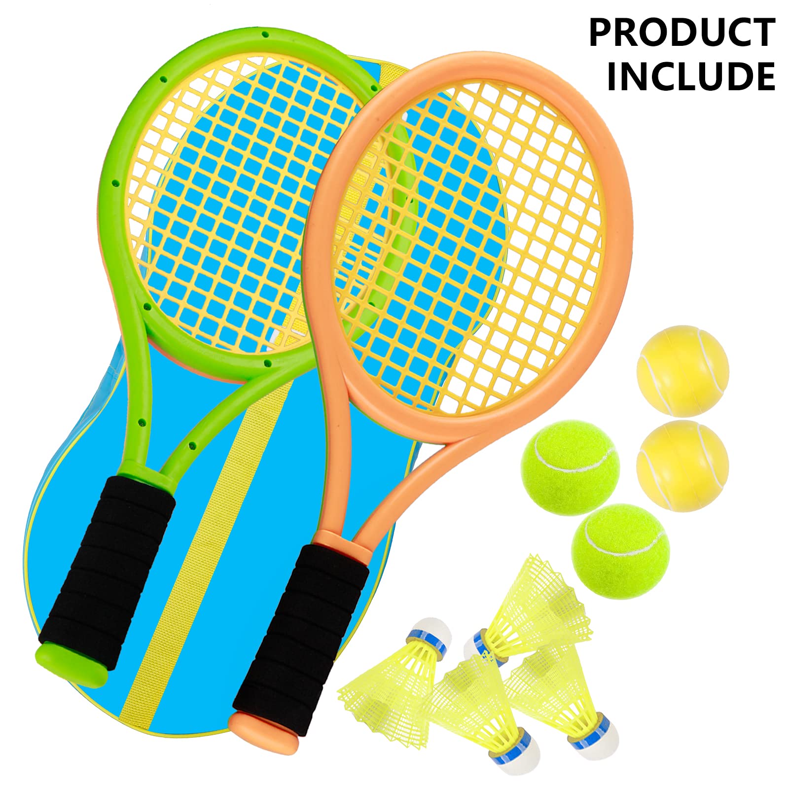 Crefotu kids tennis racket backpack shown, easy storage and transport for backyard or park play.