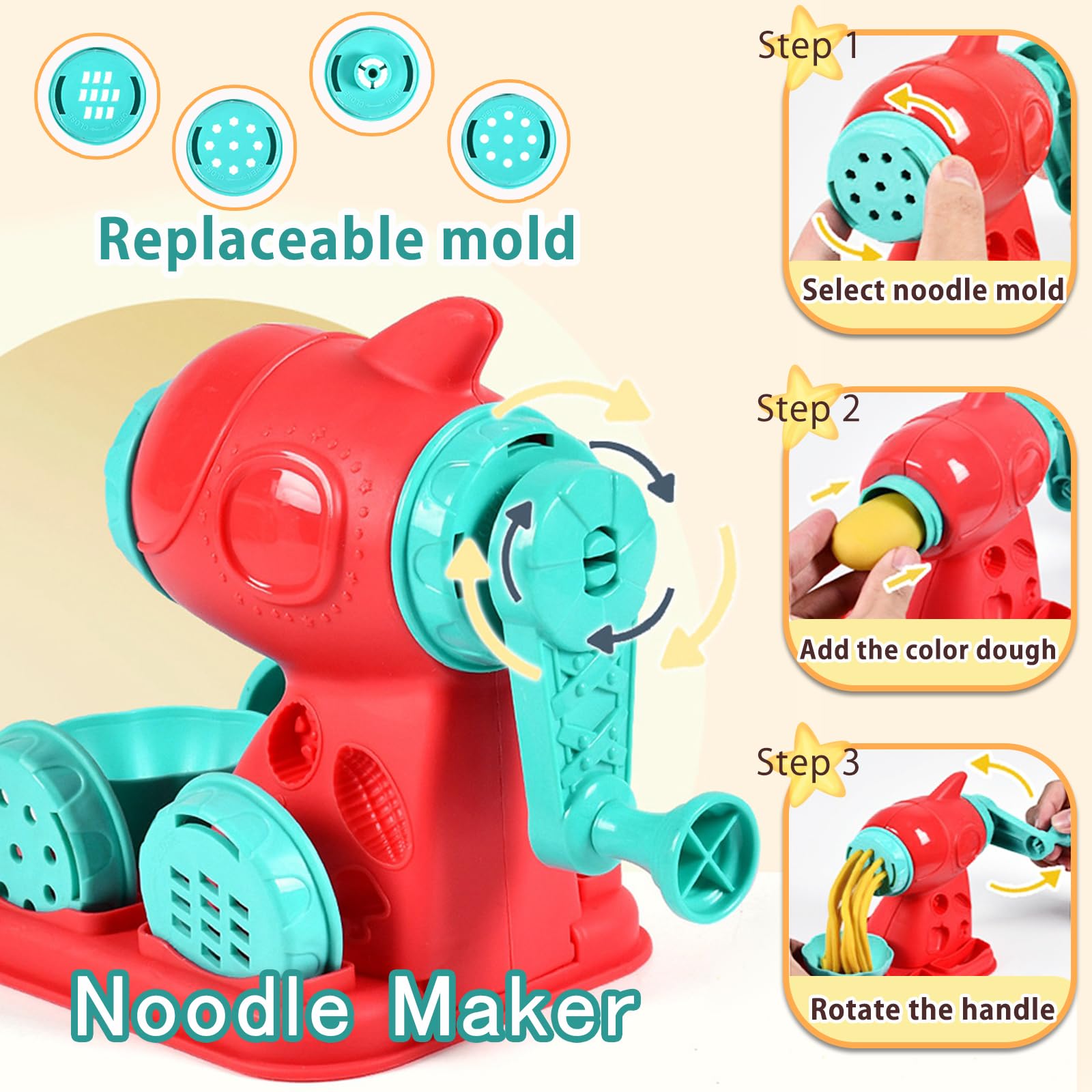 Crelloci 3 in 1 color dough burger maker sparks pretend cooking fun
