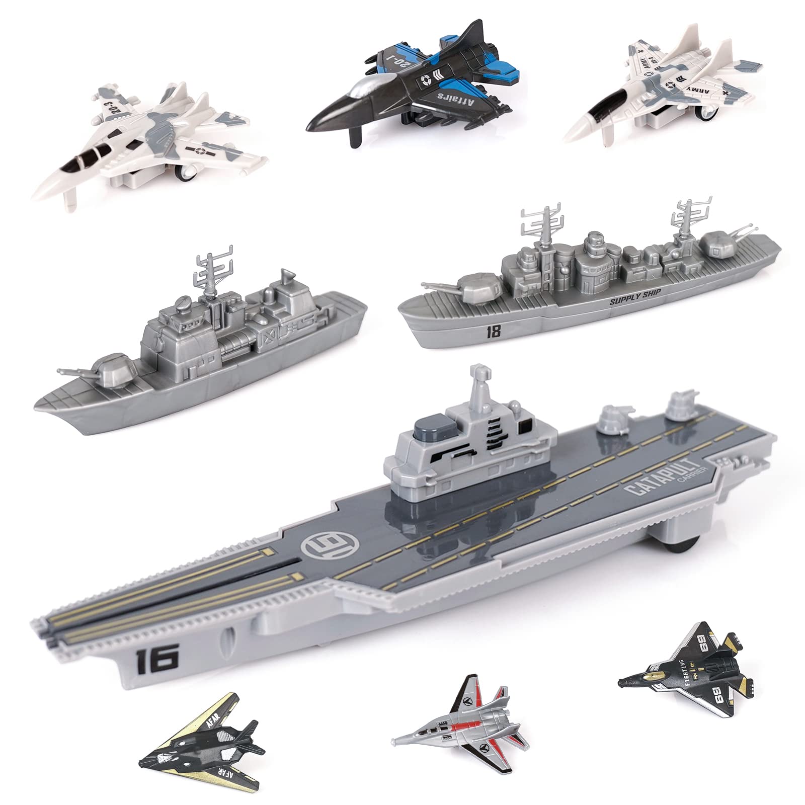 Crelloci aircraft carrier set with ships for immersive pretend play
