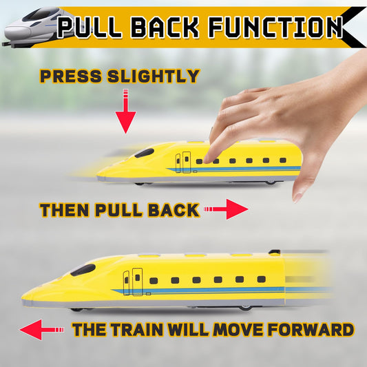 Crelloci Bullet Train pullback side colors display vibrant trains for group play.
