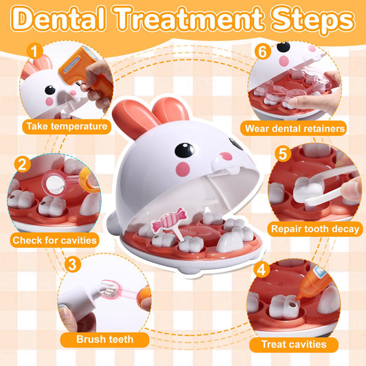 Crelloci pet bunny teeth model enhances realistic pretend dental examinations