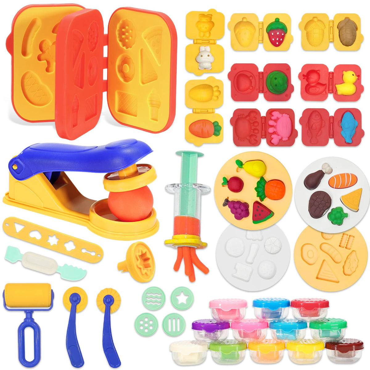 Crelloci Play Color Dough Tools Set contents displayed for imaginative play
