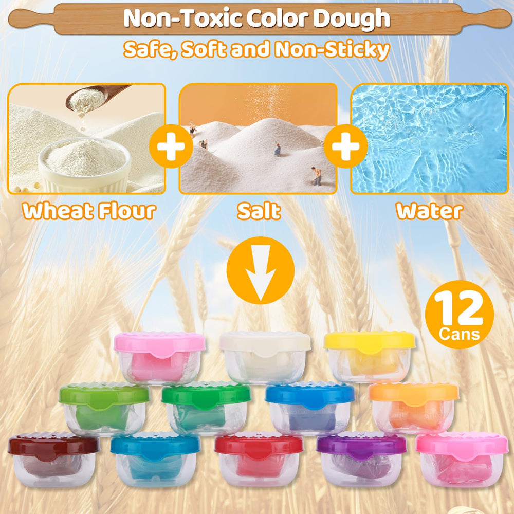 Crelloci twelve dough cans with vibrant colors for creative recipes