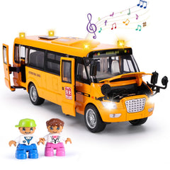 Crelloci school bus toy with front door open for realistic pretend play sessions.