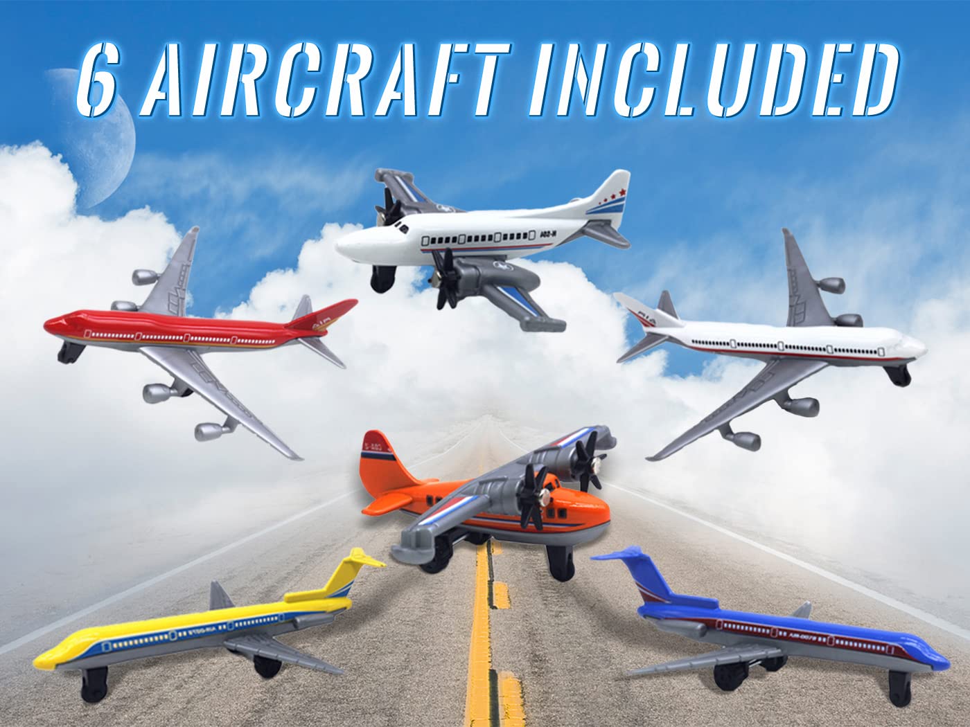 Crelloci 6-pack outdoors; portable aircraft toy set for sunny days.