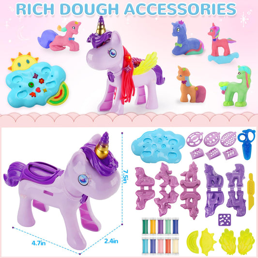 Crelloci Unicorn Dough Set with five molds for diverse unicorn designs.