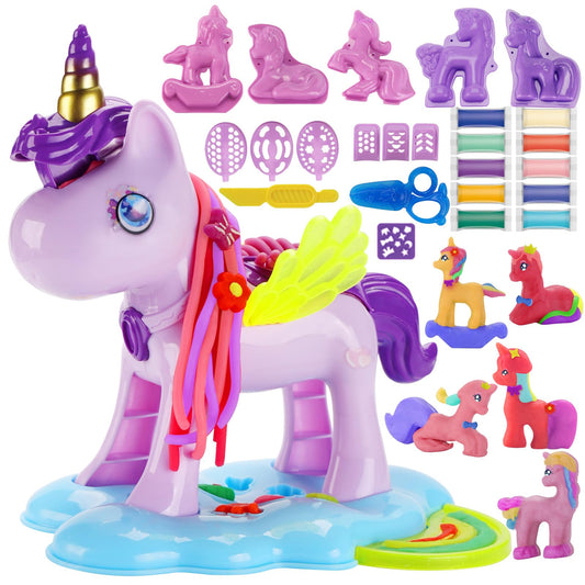 Crelloci Unicorn Dough Set with unicorn figure for imaginative play.