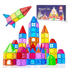 Crenova magnetic tiles 60pcs set with bright shapes for creative building play