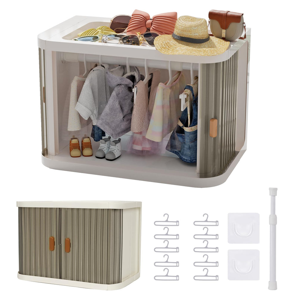 Creproly doll wardrobe storage box with foldable cabinet for compact organization.