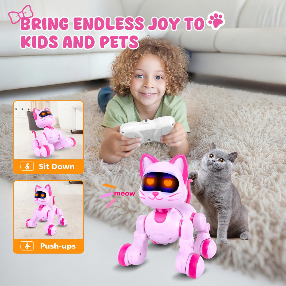 Cretargio robot cat USB recharge; supports longer playtime without replacements.