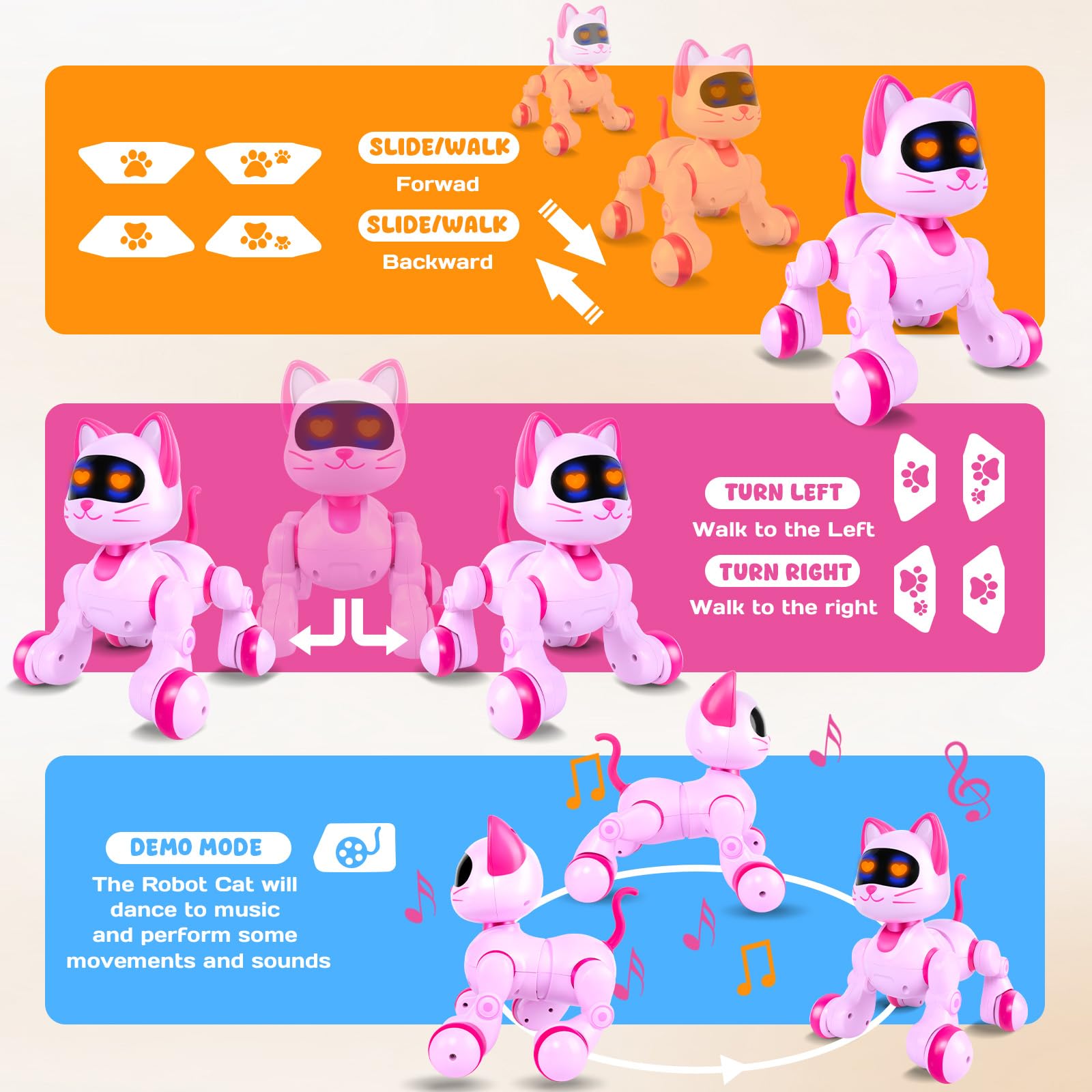 Cretargio robot cat remote control panel; easy setup for playful sessions.