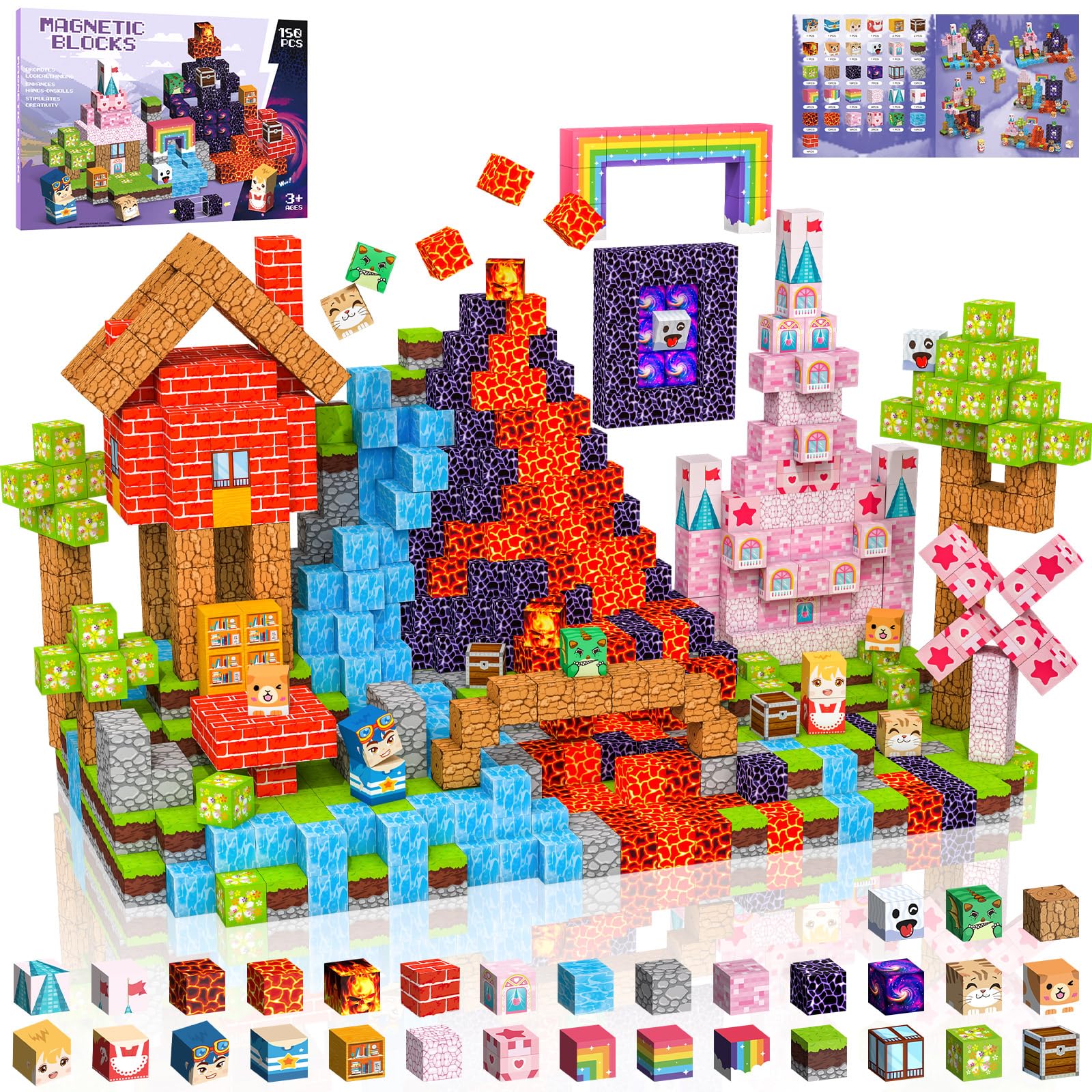 Crifeton Magnetic Blocks 150 pcs overview encouraging colorful, open-ended building