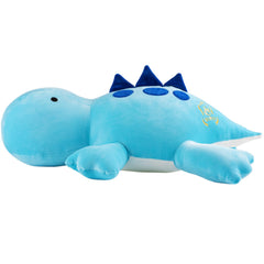 Crillop blue dinosaur plush full view showing soft texture and inviting 4lb weight for cozy hugs.