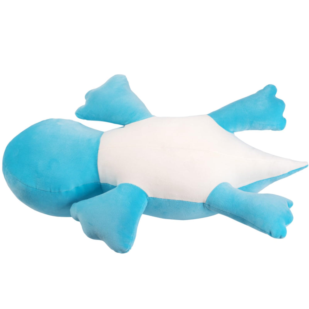 Crillop dinosaur plush being hugged to demonstrate its 24-inch size and comfort.