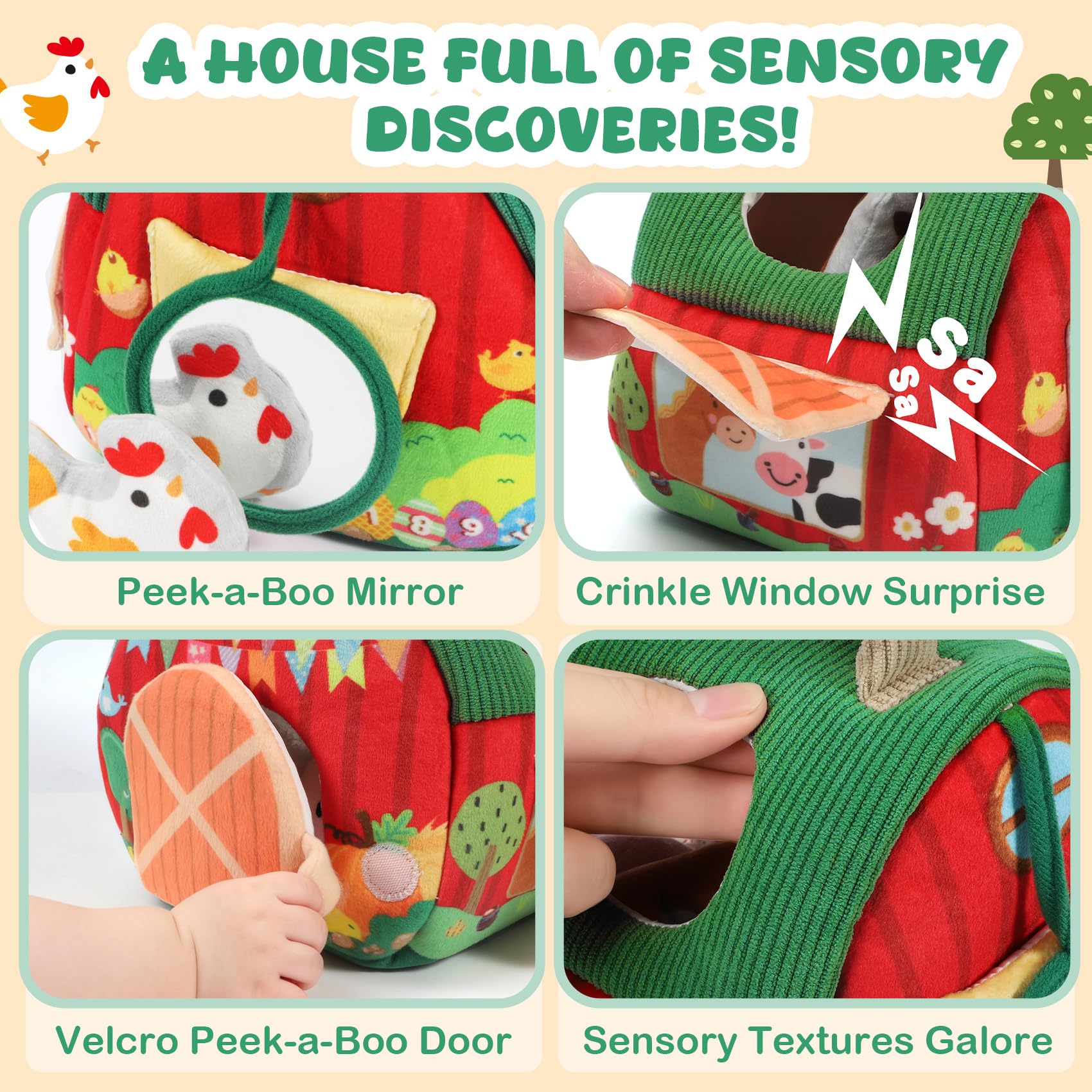 Crinkle mirror sensory ball for babies enhances self-recognition and curiosity.