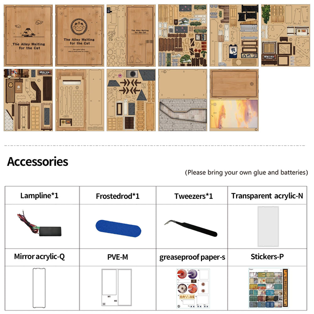 CRIOLPO Book Nook Kit requires two AAA batteries (not included) for lights