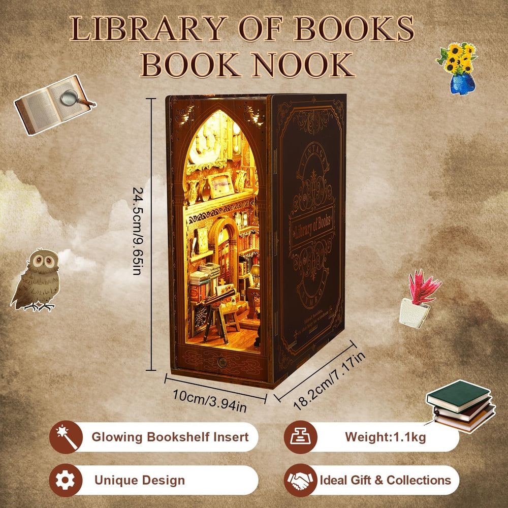 CRIOLPO Book Nook Kit illuminated desk display for warm reading ambience