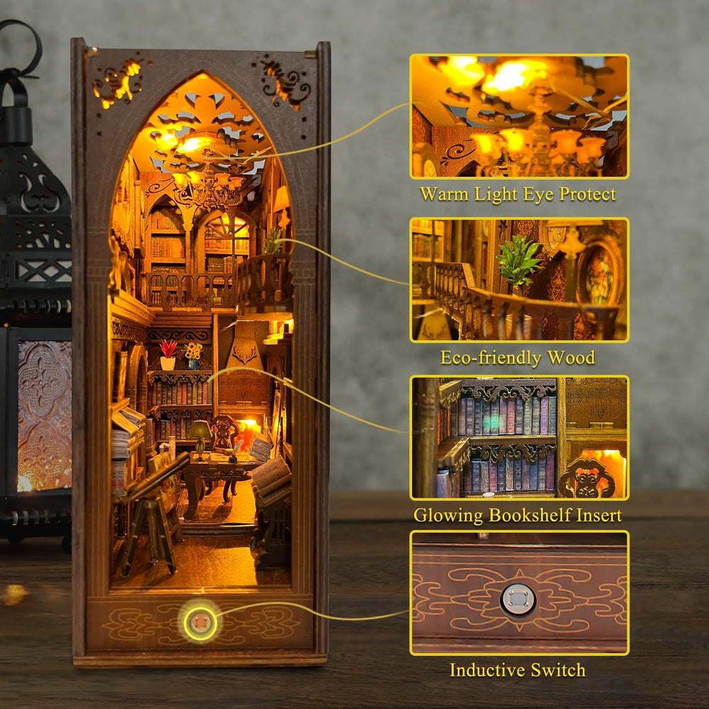 CRIOLPO Book Nook Kit sensor LED light demonstrating ambient glow