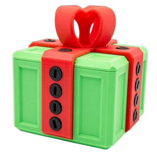 Critigulf annoying gift box green red screws close up for pranks