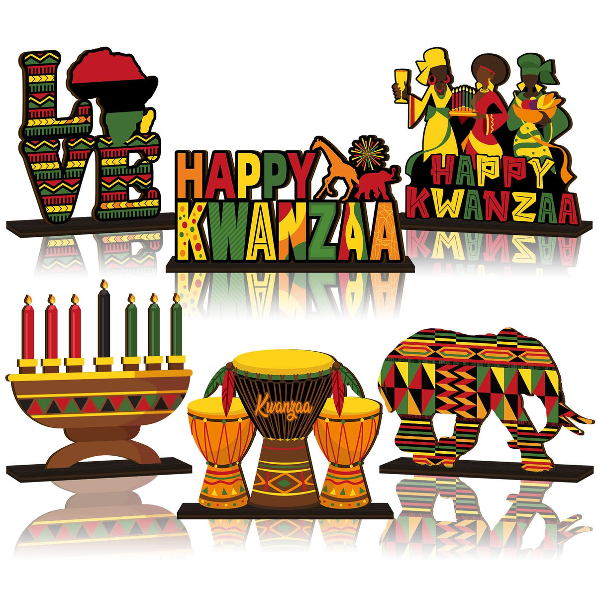 CroBlissful Kwanzaa wooden-base sign for sturdy table display