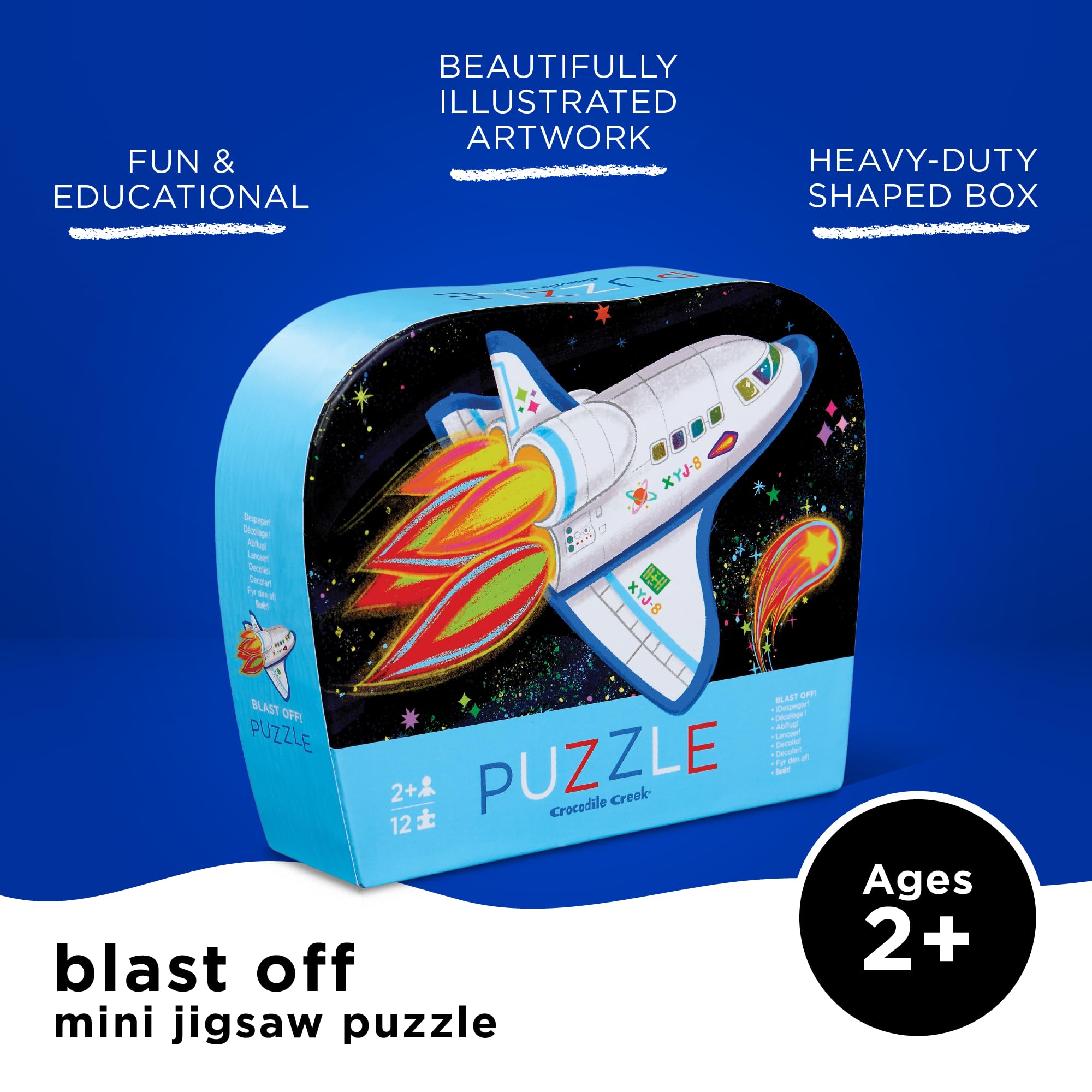 Crocodile Creek puzzle box showing heavy-duty storage for easy cleanup