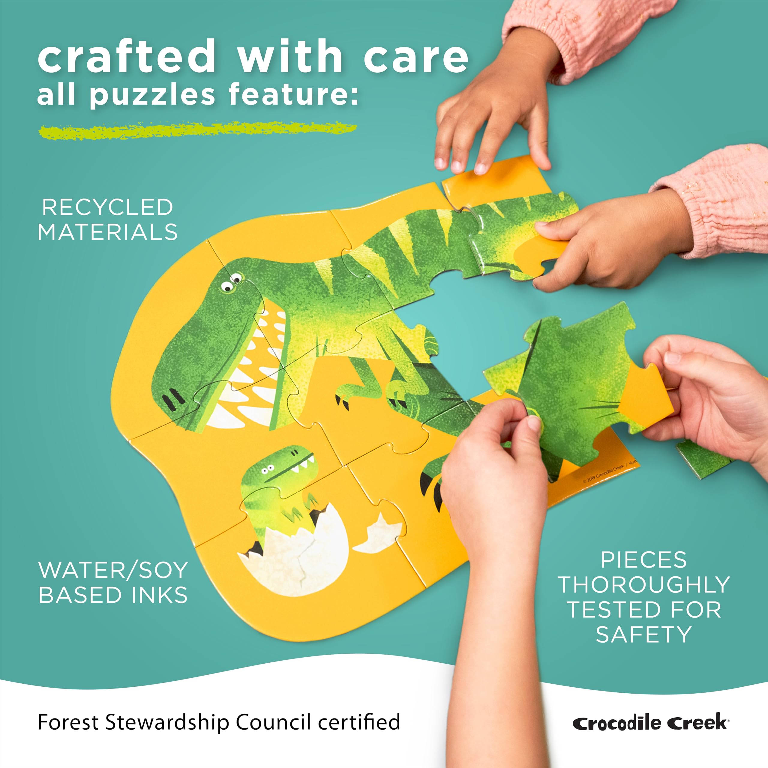 Crocodile Creek puzzle designed for kids age 3+, safe play.