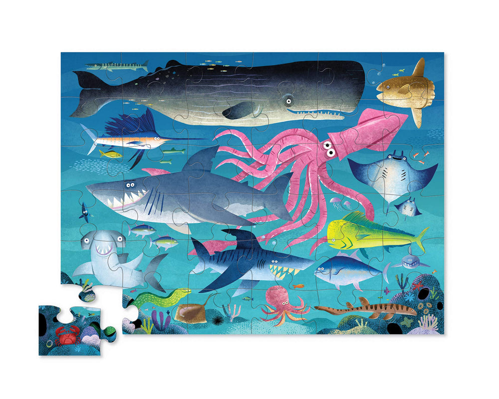 Crocodile Creek 36-piece floor puzzle artwork inspires immersive color play.