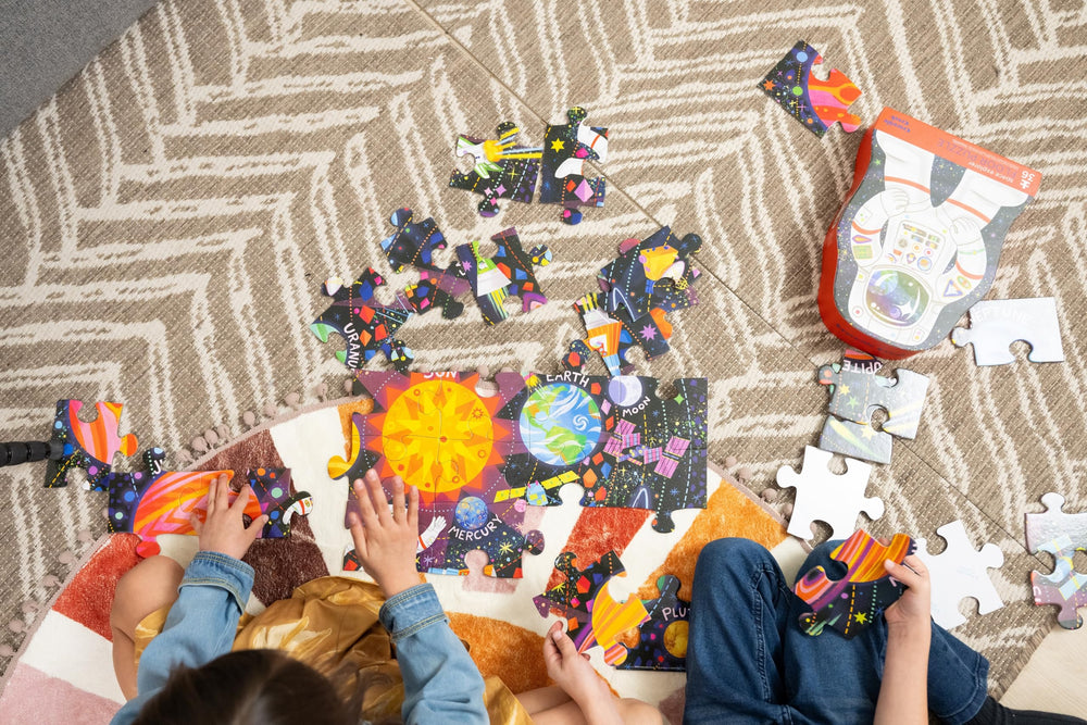 Crocodile Creek 36-piece puzzle pieces spread ready for little hands