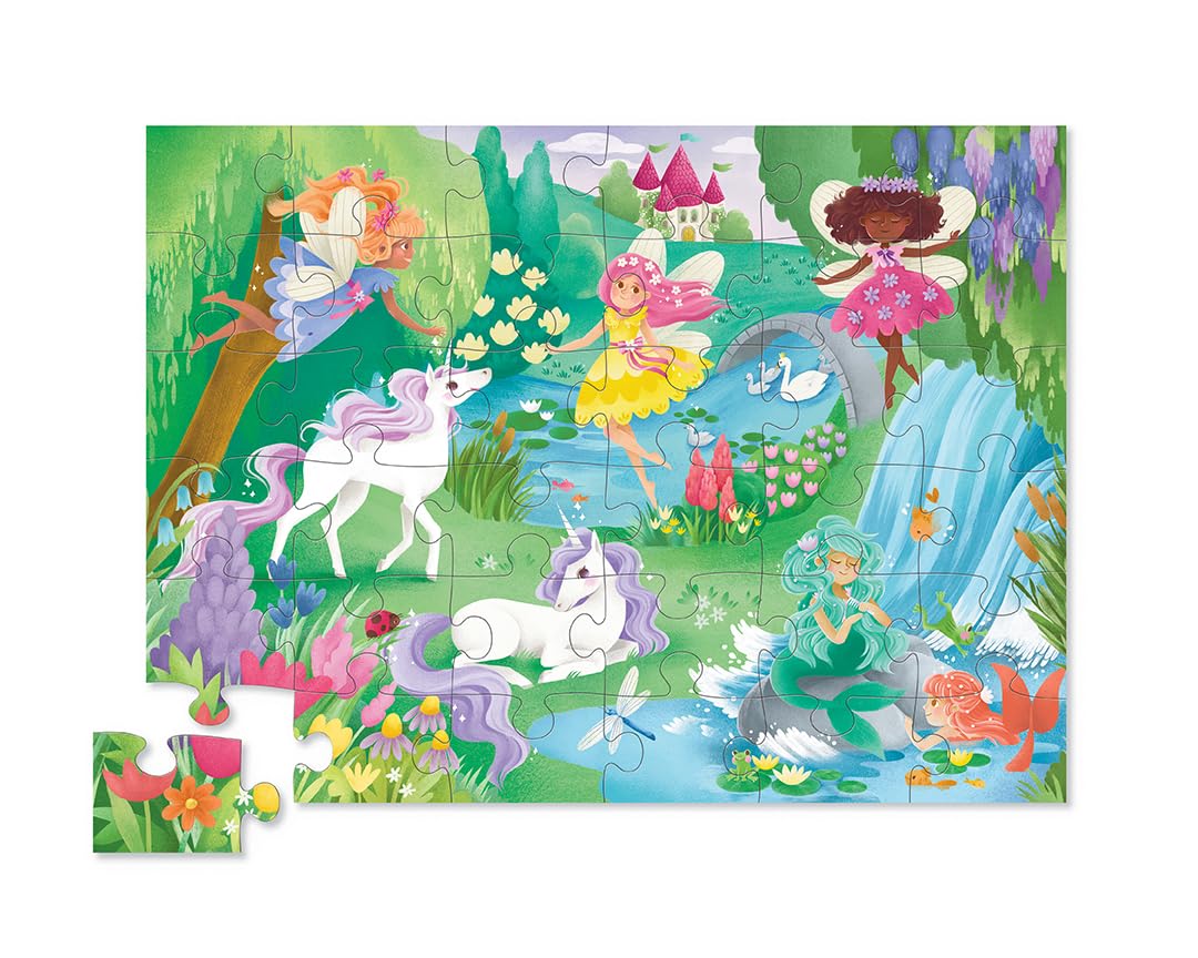 Crocodile Creek 36-piece puzzle pieces laid out to encourage problem solving for little hands.