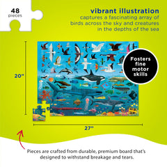 Finished Crocodile Creek Above + Below puzzle laid flat to show design
