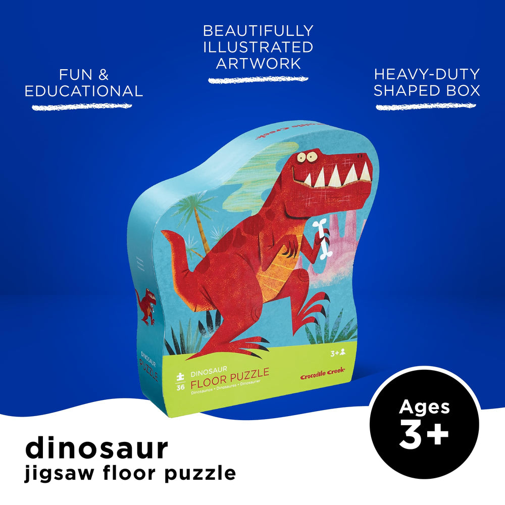 Crocodile Creek bright dinosaur artwork sparks imagination during puzzle time