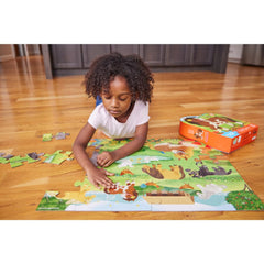 Crocodile Creek child assembling puzzle, a calm, engaging activity.